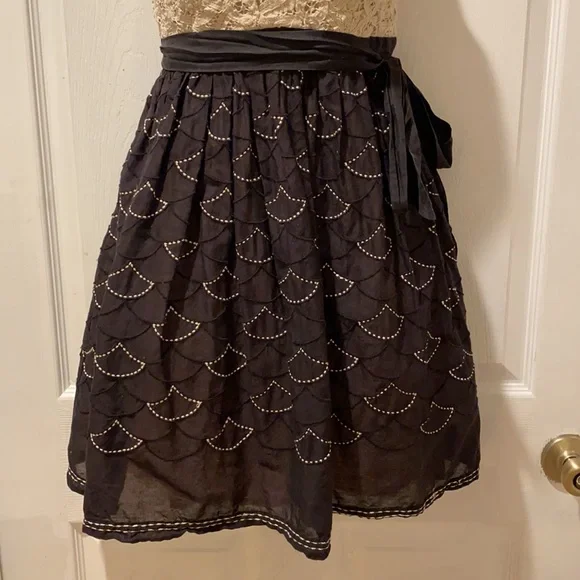 Anthropologie Meadow Rue Battenberg & Organdy mini dress in black white 6 - Picture 7 of 16